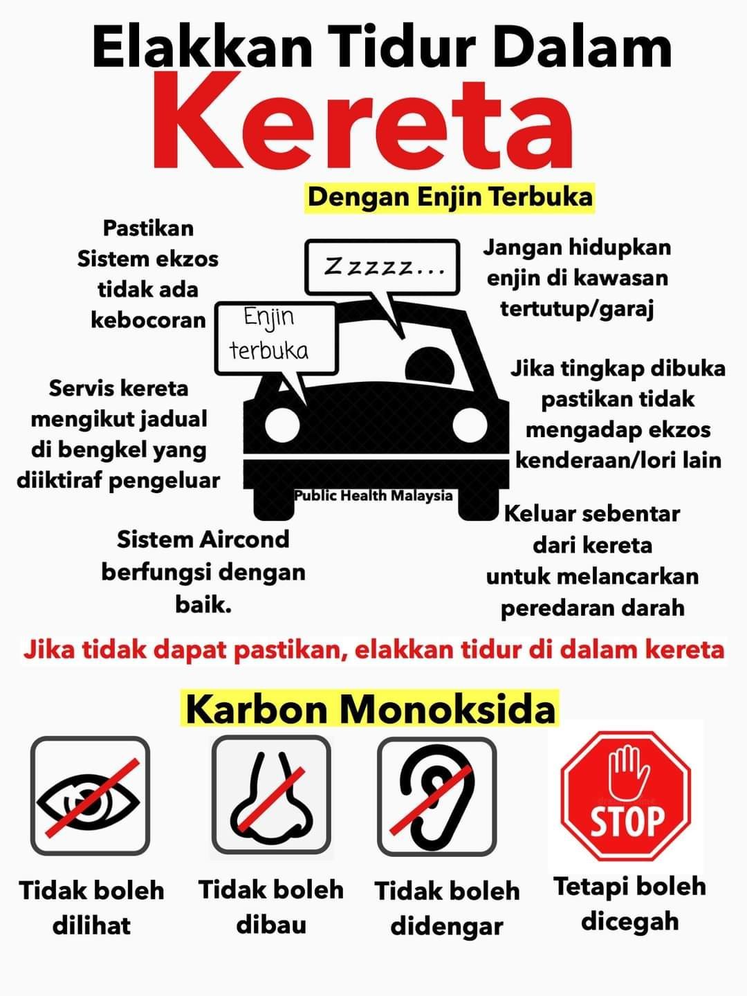 ELAKKAN TIDUR DALAM KERETA DENGAN ENJIN TERBUKA